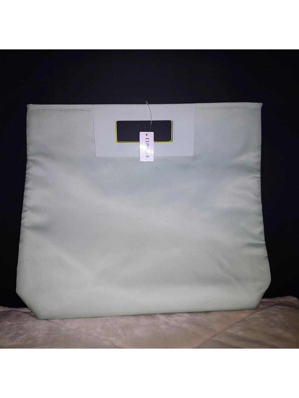 Clinique Light mint green Cosmetic Tote Bag Pouch Clutch Organizer NWT